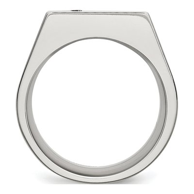Men's Stainless Steel CZ Signet Ring | Chisel – view 3