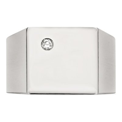 Men's Stainless Steel CZ Signet Ring | Chisel – view 5