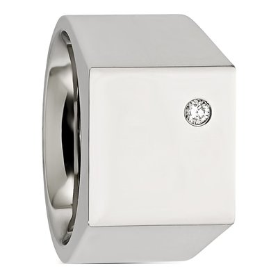 Men's Stainless Steel CZ Signet Ring | Chisel – view 6