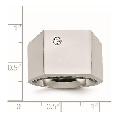 Men's Stainless Steel CZ Signet Ring | Chisel – view 8
