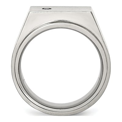 Men's Stainless Steel CZ Signet Ring – view 3