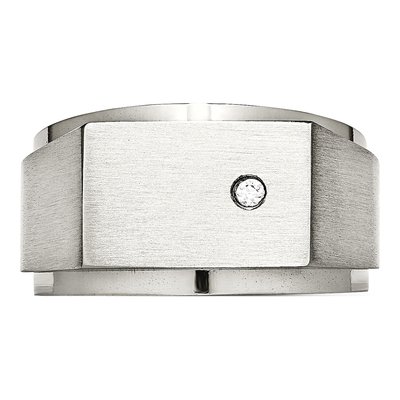 Men's Stainless Steel CZ Signet Ring – view 5