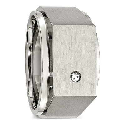 Men's Stainless Steel CZ Signet Ring – view 6