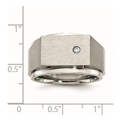Men's Stainless Steel CZ Signet Ring – view 8