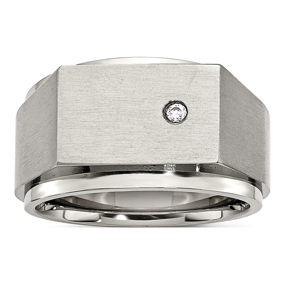 Men's Stainless Steel CZ Signet Ring