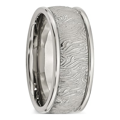 Stainless Steel 9mm Textured Wedding Band – view 4