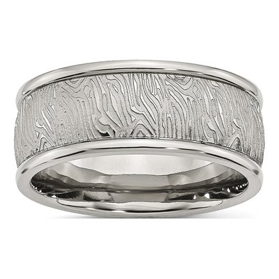 Stainless Steel 9mm Textured Wedding Band