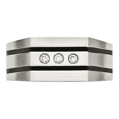 Men's Black Stainless Steel CZ Ring – view 5