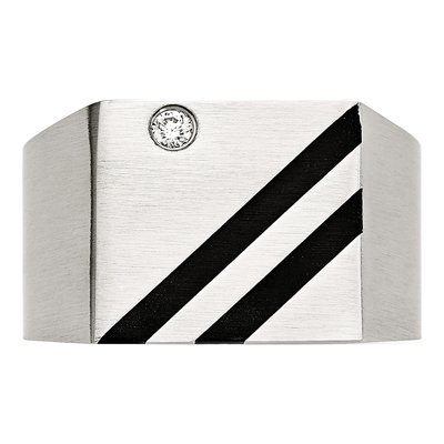 Men's Black Stainless Steel CZ Ring – view 5