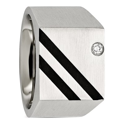 Men's Black Stainless Steel CZ Ring – view 6