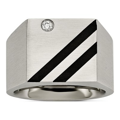 Men's Black Stainless Steel CZ Ring