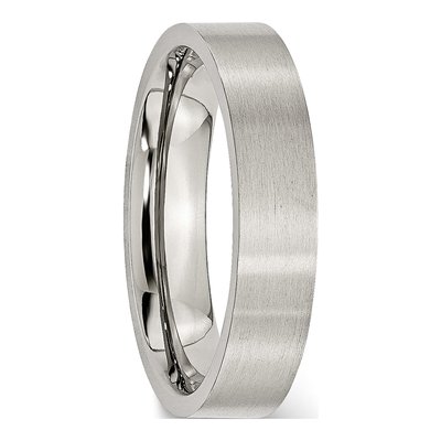 Stainless Steel 5mm Flat Wedding Band – view 5