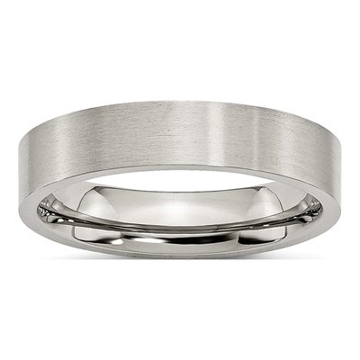 Stainless Steel 5mm Flat Wedding Band