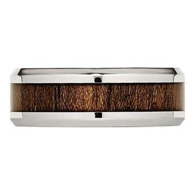 Stainless Steel 8mm Koa Wood Inlay Wedding Band – view 3