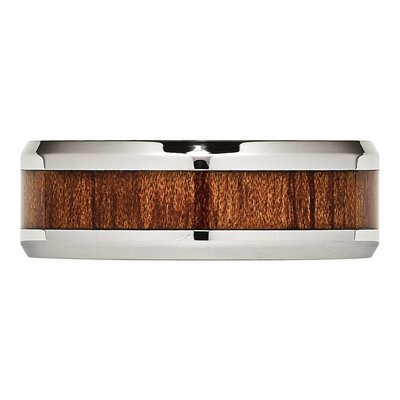 Stainless Steel 8mm Koa Wood Inlay Comfort-Fit Wedding Band – view 4