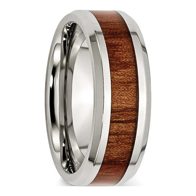 Stainless Steel 8mm Koa Wood Inlay Comfort-Fit Wedding Band – view 5