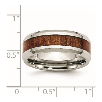 Stainless Steel 8mm Koa Wood Inlay Comfort-Fit Wedding Band – view 7