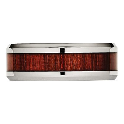 Stainless Steel 8mm Wood Inlay Comfort-Fit Wedding Band – view 4