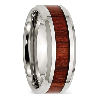 Stainless Steel 8mm Wood Inlay Comfort-Fit Wedding Band – view 5