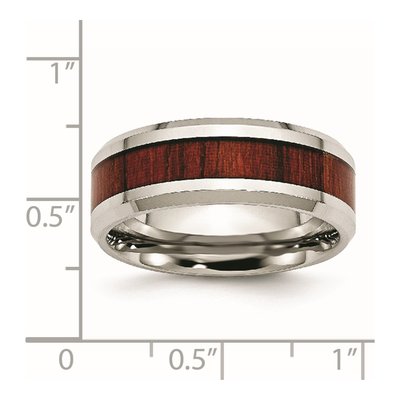 Stainless Steel 8mm Wood Inlay Comfort-Fit Wedding Band – view 7
