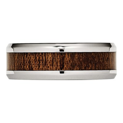 Stainless Steel 8mm Koa Wood Inlay Comfort-Fit Wedding Band – view 3