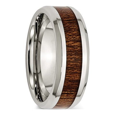 Stainless Steel 8mm Koa Wood Inlay Comfort-Fit Wedding Band – view 4