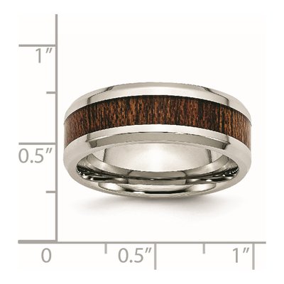 Stainless Steel 8mm Koa Wood Inlay Comfort-Fit Wedding Band – view 6