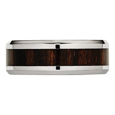 Stainless Steel 8mm Black Koa Wood Comfort-Fit Wedding Band – view 4