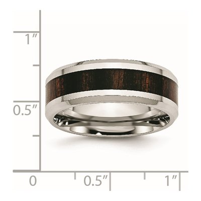 Stainless Steel 8mm Black Koa Wood Comfort-Fit Wedding Band – view 7