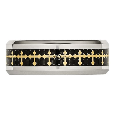 Stainless Steel 8mm Cross Wedding Band – view 3