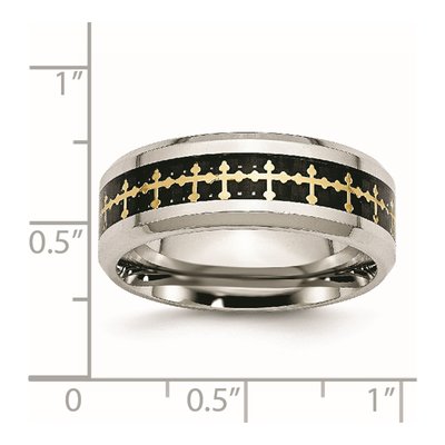 Stainless Steel 8mm Cross Wedding Band – view 6