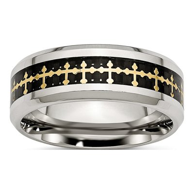 Stainless Steel 8mm Cross Wedding Band