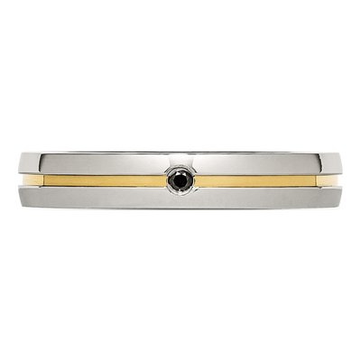Stainless Steel Diamond IP Wedding Band – view 4