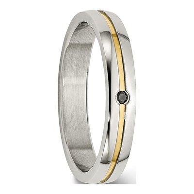 Stainless Steel Diamond IP Wedding Band – view 5
