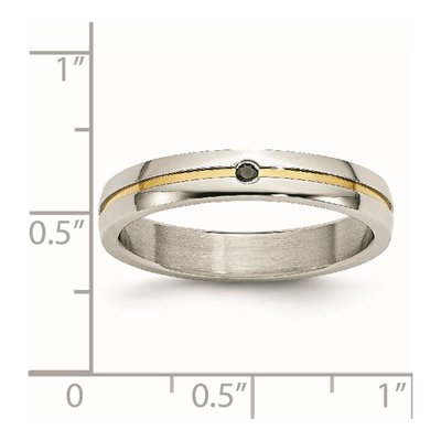 Stainless Steel Diamond IP Wedding Band – view 7