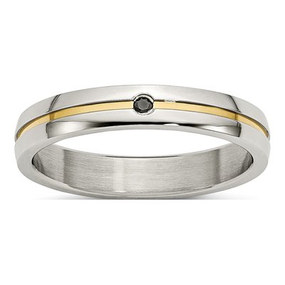 Stainless Steel Diamond IP Wedding Band