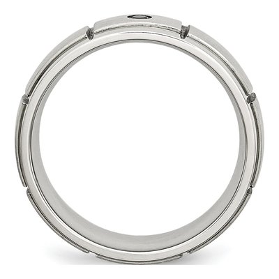 Stainless Steel 1/20 ct tw Diamond Wedding Band – view 3