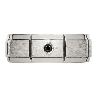 Stainless Steel 1/20 ct tw Diamond Wedding Band – view 5