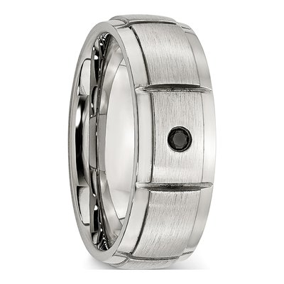 Stainless Steel 1/20 ct tw Diamond Wedding Band – view 6