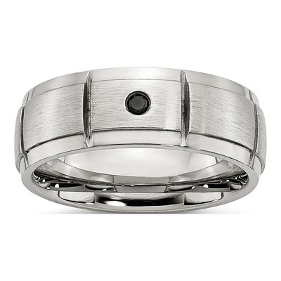 Stainless Steel 1/20 ct tw Diamond Wedding Band