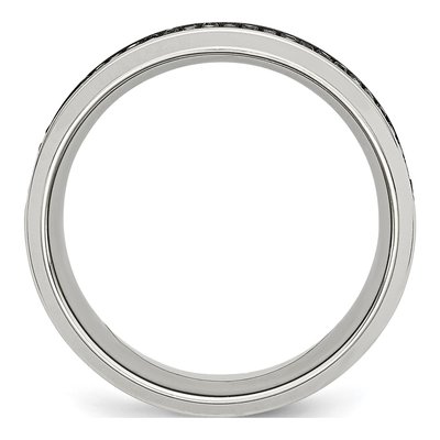 Stainless Steel 1/3 ct tw Diamond Wedding Band – view 3