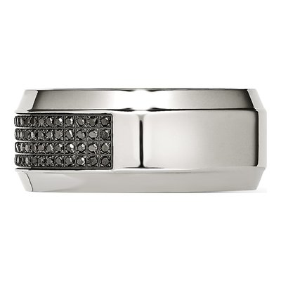 Stainless Steel 1/3 ct tw Diamond Wedding Band – view 4
