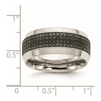 Stainless Steel 1/3 ct tw Diamond Wedding Band – view 8