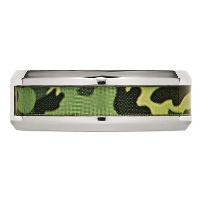 Stainless Steel Diamond Camo Wedding Band – view 4