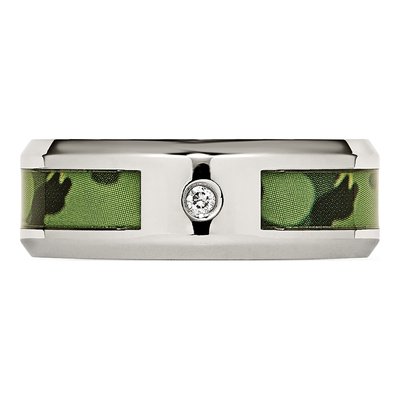 Stainless Steel Diamond Camo Wedding Band – view 5