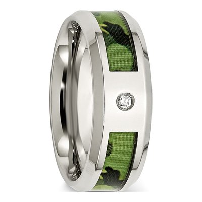 Stainless Steel Diamond Camo Wedding Band – view 6