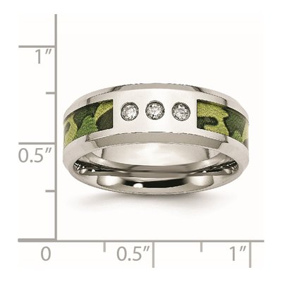 Stainless Steel 1/10 ct tw Diamond Camouflage Wedding Band – view 8