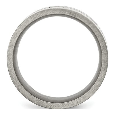 Stainless Steel Diamond Wedding Band – view 3