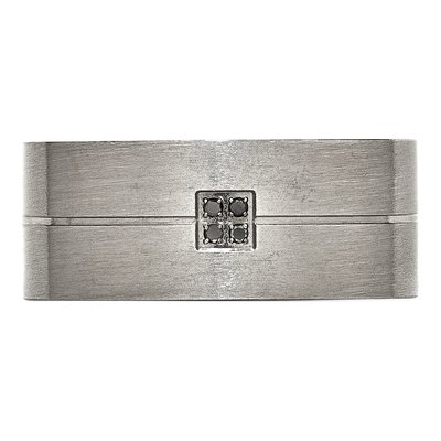 Stainless Steel Diamond Wedding Band – view 5