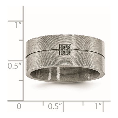 Stainless Steel Diamond Wedding Band – view 8